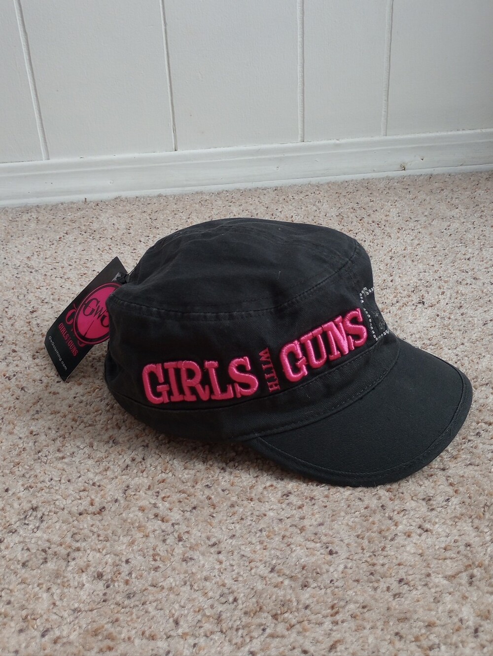 New With Tags Girls With Guns Pink & Black Gemstones Hat Country Cowgirl Hunting